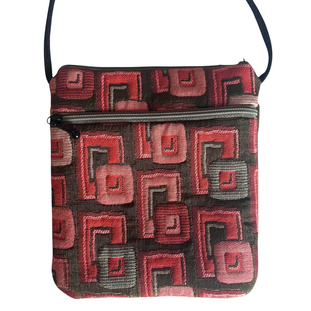 Maruca Mixed Print Crossbody Bag Olive Orange Geometric Boho Artisan Purse